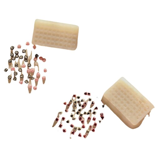 シリコンモールド 2重文字 フチあり ひらがな カタカタ 2点セット デコパーツ UVレジン型 LEDレジン オタ活 推し活 シリコン型 手芸 クラフト 3Dモールド トレカデコ カナ2点セット