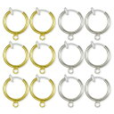 (MiYuffee) フープ リング イヤリング ノンホールピアス 13mm カン付き 樹脂 バネ式 金属アレルギー対応 ゴールド シルバー 6ペア12個