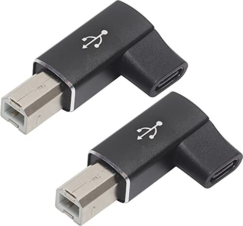 オーディオファン L字型 USB-C 変換アダプタ ブラック L字型 USB C から タイプB へ タイプC メス - タイプB オス 2個セット
