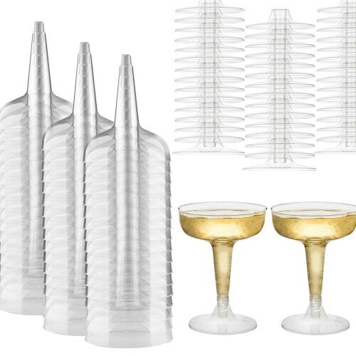 Niesporek カクテルグラス 使い捨て 30個入り シャンパングラス シャンパンタワー 硬質プラスチック 赤ワイングラス パーティー ホリデー イベント用品（30pcs）