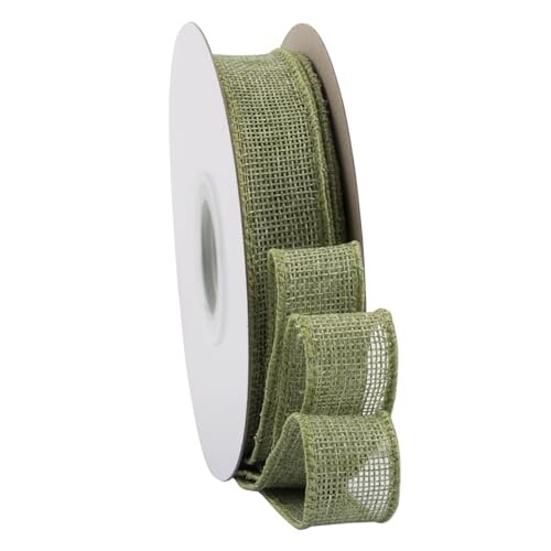 幅25mm バーラップワイヤーリボン 長さ18m ギフト包装、蝶結びの作り方、ナチュラルなウェディングの装..