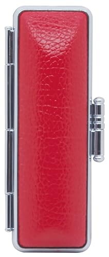 印鑑ケース 13.5mm/15.0mm 朱肉付き レイシ模様 印鑑 就職祝い ギフト 入学祝 おしゃれ 実印 銀行印用 (レッド)