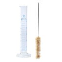 PATIKIL 50ml 3.3 ホウケイ酸ガラスメスシリンダー ブラシ付き 高透明六角ベースブルー目盛りメスシリンダー ラボ家庭用 クリア
