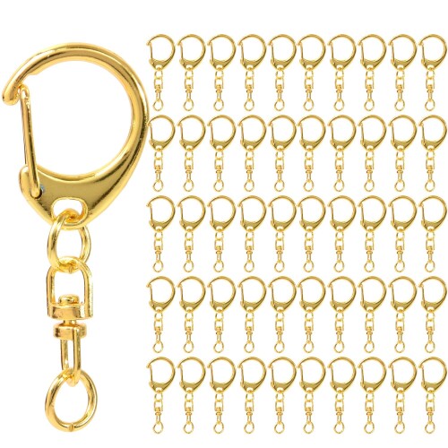 Pstyle. キーホルダー チェーン 金具 ナスカン 手作り パーツ 50個セット PST-021 (ゴールド)