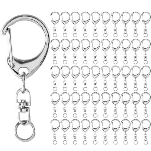 Pstyle. キーホルダー チェーン 金具 ナスカン 手作り パーツ 50個セット PST-021 (シルバー)