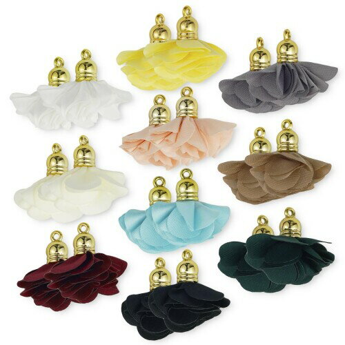 (MiYuffee) フラワー タッセル チャーム 春 花びら 27mm フリンジ 10色20個 カン付き ピアス イヤリング パーツ アクセサリー 素材