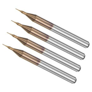 CoCud コーンエンドミル フライスカッター ミル切断 0.3 mm切削直径 3.175mmシャンク チタンメッキ 超硬ソリッド CNC削り盤ドリルフライス工具 PCB木プラスチック用 4本入り