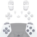 eXtremeRateのps5 edgeコントローラーに対応用クリア素材交換フルボタンセット Dパッド、シェアオプション、ホーム、フェイスボタンとR1、L1、R...