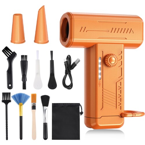 YIK TUNG エアダスター 電動 ターボジェットファン 超強力回転速度 LEDライト付き クリーニングセット付き(10点) 130,000RPM 無段階の風力調整が可能 充電式 コンパクトミニジェット扇 小