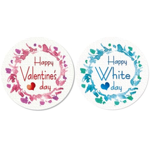 ギフトシール リーフ柄 直径3.2cm 50枚(5シート) 日本製 (バレンタインデー ホワイトデー)