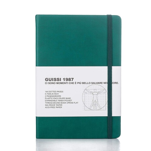 Guissi クラシックドットグリッド ブレットノートブック ジャーナル ドットハードカバー A5 プレミアム..