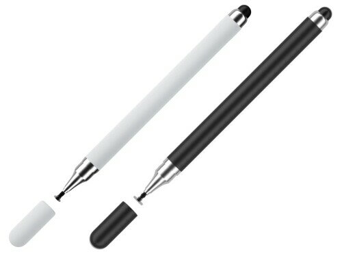 LYTD タッチペン スマホ タブレット用 2in1 2本セット黒/白 超高精度 pad ペンシル 極細 充電不要 アイフォン ペン ディスク＋導電繊維 細かな操作が可能です タッチペン 2枚組