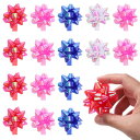 FRCOLOR クリスマス リボン ラッピングリボン フラワー 60個セット シール プレゼント ラッピング用 ギフト包装 花 ギフトフラワー 誕生日 クリスマス飾り 包装用 可愛い 裏面にシール付