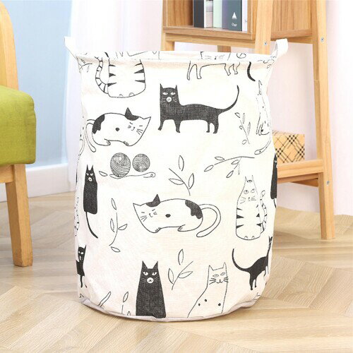 リタ商会 縫い包み 収納 おもちゃ収納 大容量 ぬいぐるみ 収納 バケツ型 シンプル 置き場所多様 (ネコ..