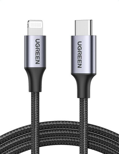 UGREEN USB-C Lightningケーブル PD対応 MFi認証取得 急速充電 ライトニングケーブル 高耐久 ナイロン編み iPhone 14 /iPhone 13 / 12 / 11 / iPad Mini/Air/Proなどに対応 短い(0.25M)