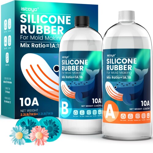ISTOYO 128オンス/2kg/4.4ポンド シリコンモールド製作キット 10A 液体シリコーンゴム混合比 1:1 3D樹脂鋳型 DIY用 柔軟で食品に安全 シリコーン型/キャンドル型/ジュエリー/石鹸に最適 silicone mo