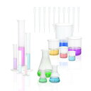 PATIKIL 5個セット 10/25/50/100/250ml PPプラスチック製目盛り付きシリンダー 50ml/100ml/250ml/500ml/1000mlプラスチック製ビーカー5個 50ml/100ml/500mlフラスコ3個 3 mlプラスチック製ピペット10個
