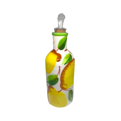 調味料入れ olive oil (レモンと白地, 中型 7 x 18 cm 350ml)
