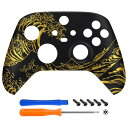 eXtremeRateのXbox Series X/S対応用カスタムフロントハウジングシェル、パタンデザインXbox Coreに対応用ソフトタッチカバーフェースプレート、コントローラーは含まれていません「ゴールデ