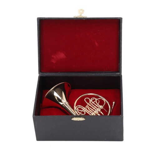 真鍮製ミニチュアフレンチホルン シミュレートされたリアルな完璧な装飾ホーン 家庭や音楽室に最適