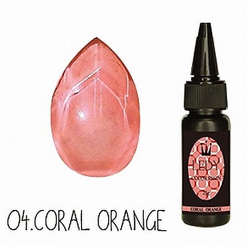 LED・UVカラーレジン液 全9色 ハードタイプ 25g LEDY レディ (25g×1本, 04.CORAL ORANGE（コーラル オレンジ）)