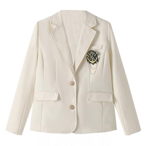 (SSUPTEMBER2) スクール ブレザー ジャケット 制服 卒業式 入学式 コスプレ 衣装 学生服 JK DK 男子校生 女子高生 ワッペン 高校生 通学 通勤 学園祭 文化祭 イベント 仮装 (L, ホワイト)