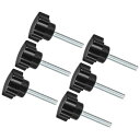 CoCud スタークランプノブ M5 x 40mmオススレッド 24mm ヘッダ プラスチック製親指 スクリューグリップハンドノブ ねじ付きボルト ブラック 旋盤機械用 6個入り