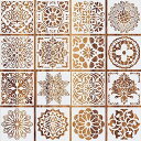 Rolin Roly 花柄 曼荼羅 製図用 テンプレート DIYスクラップ ステンシルシート絵画ホワイト 16 pcs
