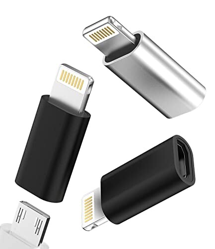 ライトニング変換アダプタMicro USBメスにLightningオス充電アダプター(3個セット)Android マイクロUSBケーブルにアップル携帯電話プラグコネクタアンドロイドにあいふぉんあだぷたー対応Apple
