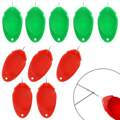 針糸通し DIY 手縫い用 ミシン縫製用 プラスチックワイヤーループ シンプルな 裁縫道具 10本針糸通し マグネシス 工具 耐久性 実用性 ひょうたん形 多機能 ミシン 赤/緑 品質高くって 長