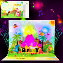 3Dポップアップ恐竜バースデーカード 子供向け ? 音楽付き&光る火山シーン 恐竜とヤシの木 ? インタラクティブでカラフルな誕生日カード 男の子 女の子 恐竜...