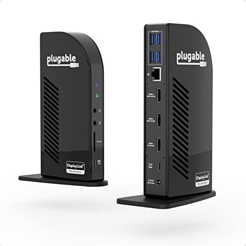 Plugable USB-C hbLOXe[V gvj^[ 100W [d@\t Windows Mac VXeΉiHDMI x 3AUSB-C x1 USB3.0 x 4 SD J[h[_[jDPփ[h  DisplayLink OtBbN