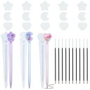 LIANHATA ペン形 シリコンモールド 3個セット ボールペン 芯付き ハート 月 星 シェイカーモールド 流砂のペン 中身がシャカシャカ動く エポキシ樹脂...