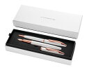 Pelikan ジャズノーブルセット 万年筆とボールペンパール(ホワイト)、エレガントなカートリッジ万年筆 (ペン先M) 金属製 折りたたみボックス入り