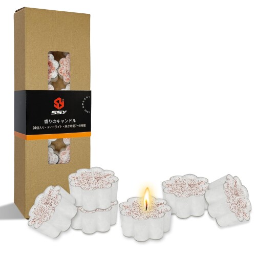 パーソナライズ のティーライトキャンドル 桜の香り 24個 ミニアロマキャンドル tealight candles ろうそく 蝋燭 ホワイト キャンドル 小屋/ウェディング/クリスマス/ホームインテリア (赤の