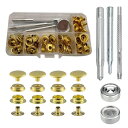 サムコス ジャンパーホックス メタルボタン ゴールド 15mm 18セット レザークラフト 工具 4種類 手芸/家庭/裁縫用 DIY 手作り ハンドメイド (収納ケース付き)