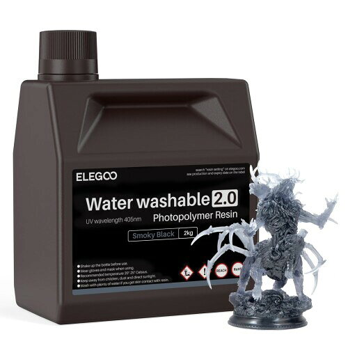 ELEGOO 水洗い可能レジン2.0 光造形3Dプリンターレジン 2000g 低収縮 高精度 高耐...