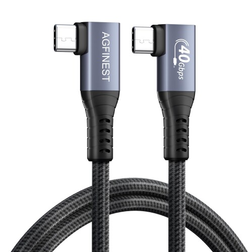 L字 USB4 ケーブル thunderbolt 4 ケーブル AGFINEST 直角 90度 超高耐久 Type-C ケーブル の互換性あり MacBook Pro/Air、iMac、Mac Studio、Google Pixel、Steam Deck サンダーボルト 3 ケーブル多機種対応 (二重L