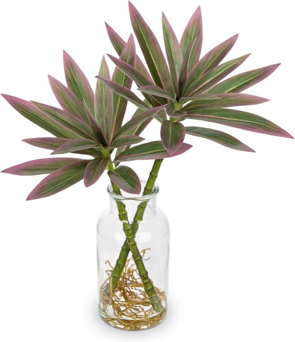 Villa Como フェイクグリーン ミニ ユリ竹 インテリアグリーン 人工観葉植物 花瓶付き 造花 エアプランツ 室内 簡単保? 水やり不要 害虫駆除不要 おしゃれ プレゼント (パープル, 2本)