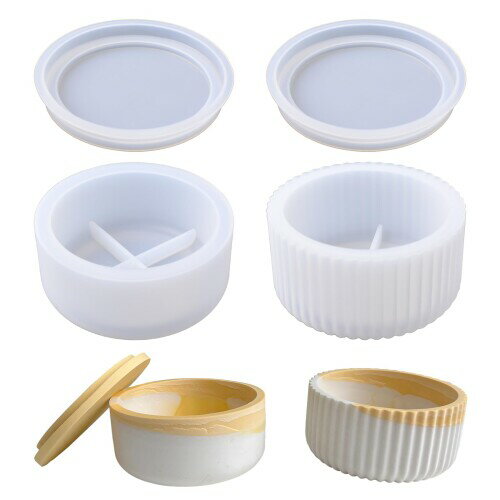 HICOHAND蓋付き燭台型,DIY燭台用蓋付きシリカゲルモールドキャンドルジャー2個,花瓶,収納ボックス