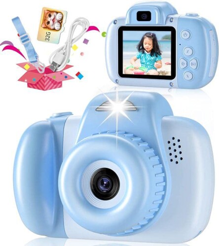 HolaFolks 子供用カメラ キッズカメラ トイカメラ 32GBメモリーカード付き 4000万 画素 2.0インチIPS 画面 自撮り 1080P HD 3種類のゲーム 子供の日 USB充電 男の子 女の子 デジタルカメラ 動…