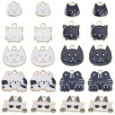 SUNNYCLUE 54個9種 和風 猫 チャーム ネコ チャーム 可愛い チャーム エナメル ペット パーツ 合金 ピアス ウサギ イヤリング 白色 猫 ネックレス かわいい ブレ