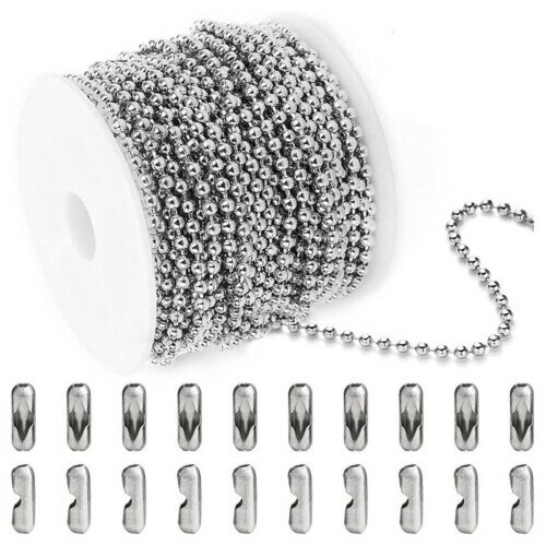 ENN LLC ボールチェーン20m コネクタ50個付き キーホルダー ステンレス