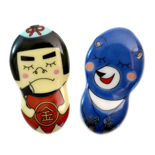 Tubbies 箸置き 九谷焼 2個 かわいい 日本昔話 セット 金太郎 クマ ペア