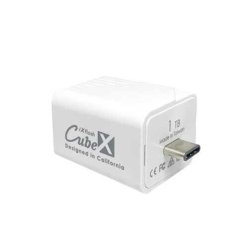 PioData iXflash Cube 1TB iphone ipad 対応 フォト ストレージ デバイス MFi認証 USB Type-C 写真と動画自動バックアップ 容量不足解消