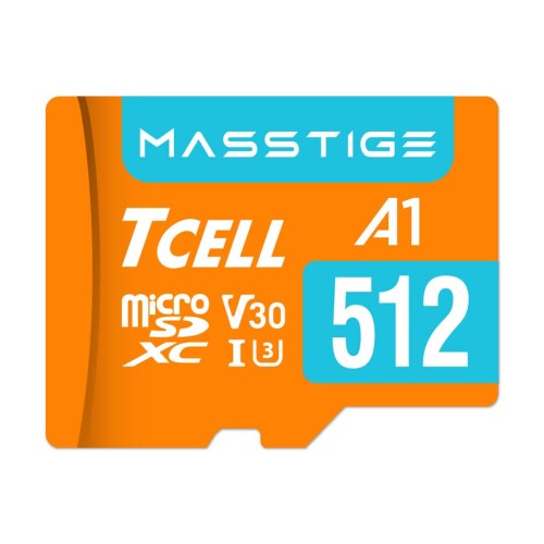 TCELL MASSTIGE 512GB 台湾製 microSDXC メモリカード アダプター付き - A1、USH-I U3、V30、4K、マイクロSDカード、読み込み最大100MB/秒、フルHDと4K UHD microSD、Nintendo Switch 動作確認済