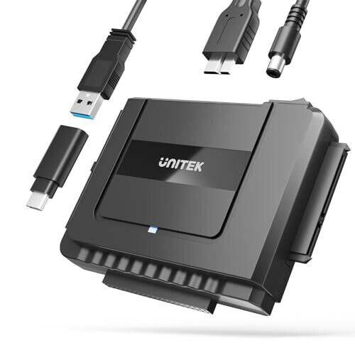 Unitek USB-A+C IDE SATA Ή USB3.0 hCuA_v^[ 2.5/3.5C`HDD SSD whCuɑΉ Ro[^ ő18TB 5Gbps 12V/2AdA_v^[t OthCu f[^] ۂ