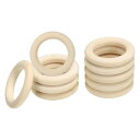 PATIKIL 35mm/1.4インチ 未完成 木製リング 10個セット 自然な木製リング 円形 DIYクラフトリングペンダントコネクタ ウッドカラー