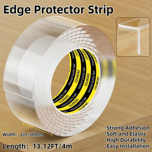 COUMENO 透明コーナー保護、家具コーナー保護対策家具保護テープ家庭用保育園幼稚園教室安全対策,長さ4m、幅50mm、厚さ2mm