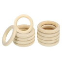 PATIKIL 50mm/2インチ未仕上げ木製リング 20個セット DIYクラフトリングペンダントコネクター ウッドカラー